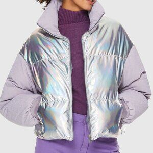 New Orolay Colorlay Chrome Metallic Cropped Down Puffer L